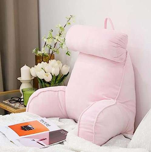 Kongdson Portable Reading Pillow for Sofa Chair Bed, Detachable Neck Roll and Storage Pockets Soft Back Support Cushion, Watching TV Gaming Positioning Support Bolster