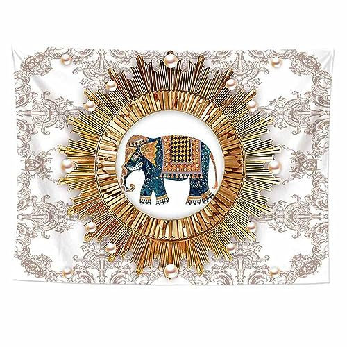 SHTGOI Wandteppich Sonne + Blauer Elefant Muster Muster Tapisserie Indischer Stil Wandbehang Vintage Wanddeko zum Aufhängen Decke Bohemian Wandtuch für Schlafzimmer Wohnzimmer 180 * 230cm 4#
