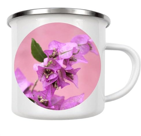 artboxONE Emaille Tasse Bougainvillea Blüte Pastel Pink von Wundertüte - Emaille Becher Natur