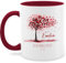 Tasse Tassen 325ml - Lebensbaum Geschenk Geburt I Geschenk Taufe I Taufgeschenk Kommunion I Geburtsdatum Konfirmation - 325 ml - Bordeauxrot - personalisierte konfirmationsgeschenke