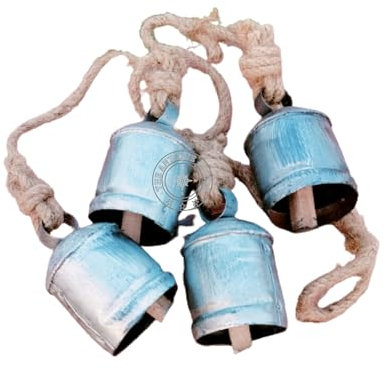 Juego de 4 campanas gigantes para árbol de Navidad, estilo rústico, rústico, de metal, para colgar en el árbol de Navidad, color gris