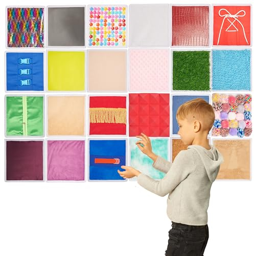 Alfombras sensoriales | Baldosas sensoriales | Para niños con necesidades especiales | Panel táctil | Juguetes para trastornos sensoriales | Cuadrados sensoriales | Rincón acogedor | 24 piezas