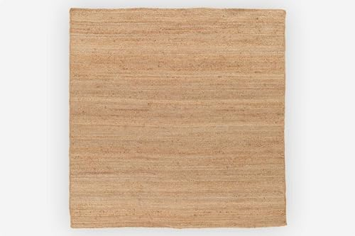 MY-RUG Natur Jute Vorleger Teppich Nitin 100 x 100 cm - Robuster quadratische Outdoorteppich handgewebt, aus Jute als Pflanzenfaser im Boho Style
