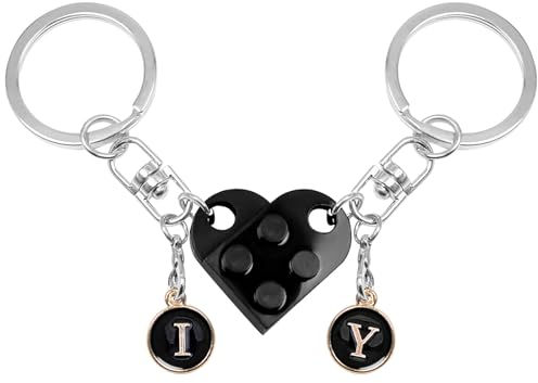 Simsky Portachiavi Cuore e Partner, Portachiavi Piccolo Cuore Nero Mattone per Due Coppie