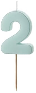 Geburtstagskerze Ziffer 2, hellblau, 5.5 cm