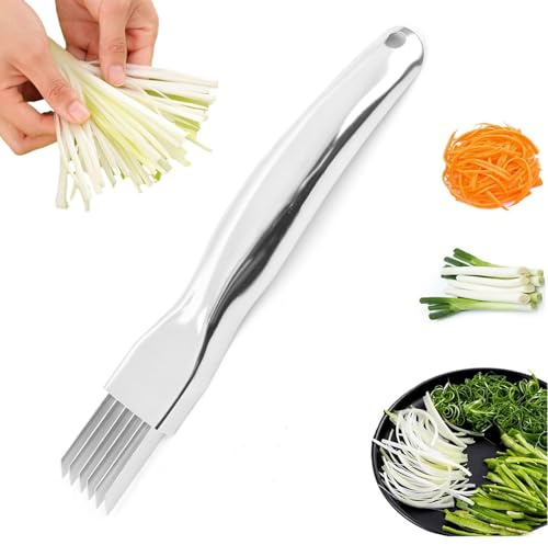 BSITSSS Stainless Steel Chopped Green Onion Knife, Scallion Cutter Shred Knife with Hanging Hole, Shred Silk The Knife, Spring Onion Shredder, Green Onion Shredder for Cutting Green Onion Garlic