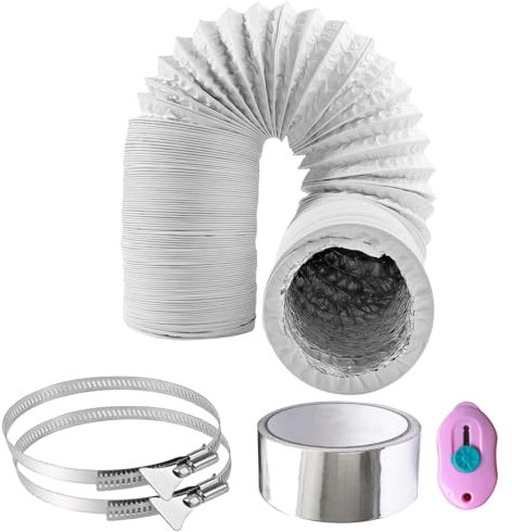 URHRHU 2m Manguera de ventilación de PVC Manguera de Ventilación de Aluminio 100 mm Tubo Flexible de Salida de Aire para Extractor de Aire, Climatización, Secadora
