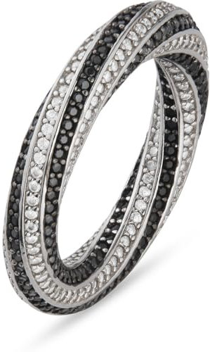 JETTE Damen-Damenring 925er Silber, recycelt Zirkonia 57, Silber 32028448