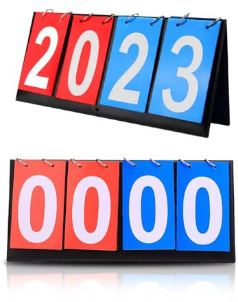 YURINWOO 2 Stück Anzeigetafel, 4 Stellig Tragbare Anzeigetafel, Flip Sport Anzeigetafel wasserdichte, 0-99 Multifunktionsanzeiger für Sport Tischtennis Basketball Volleyball Drinnen draußen