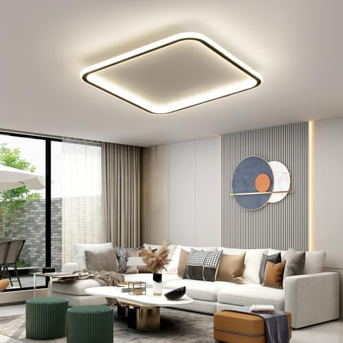 Mikeru Quadratische Warmweiße Deckenleuchte 60cm, Badezimmer LED-Leuchten Decke 3000K Wohnzimmer Deckenleuchten Schlanke Bündige Große LED Ultra Deckenleuchte für Büro, Küche
