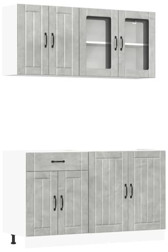 vidaXL 4-TLG. Küchenschrank-Set Lucca Betongrau Holzwerkstoff