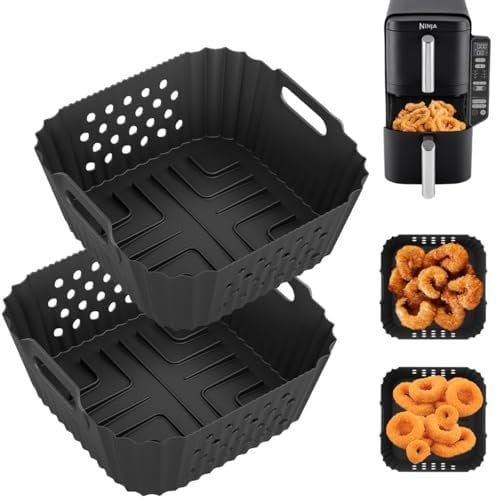 2PCS Air Fryer Silicone Liners for Ninja Double Stack Air Fryer SL300UK, Reusable Dual Stack Airfryer Accessories for Ninja 7.6L (Type 2)