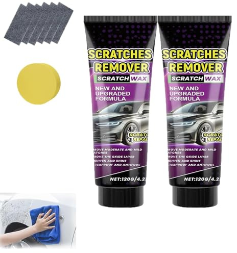 Giurui Nano Sparkle Tuch Auto Kratzerentferner Set, Tiefe Kratzer Reparatur, Magic Nano Sparkle Reinigungstuch Auto Kratzerentferner, Nano Sparkle Tuch und Auto Kratzer Reparaturpaste (2 Stück)