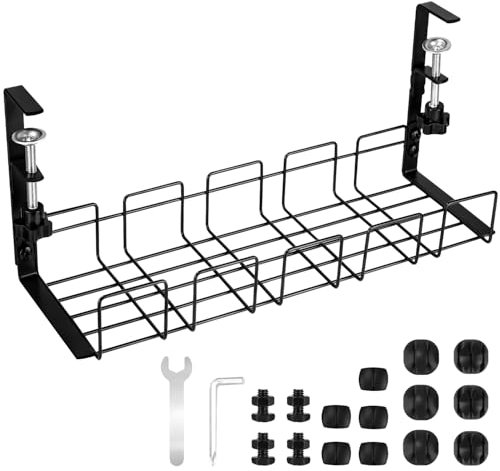 Bandeja de Gestión Cables debajo Mesa Escritorio Gaming,Organizador de Cables,Accesorios para Almacenar y Esconder Cables, Regleta de Soporte para Ordenador,Oficina