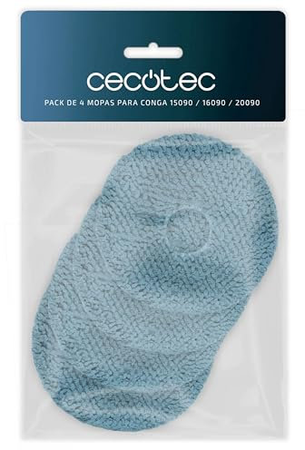 Cecotec Pack de 4 Mopas para Conga 15090/16090 / 20090. Incluye 4 Mopas Compatibles con el Robot Conga y Friegasuelos 15090/16090 / 20090, Accesorios