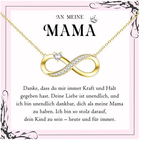 PDTU Geschenke für Mama, Unendlichkeitszeichen Kette für Mama Geschenk, Muttertag Geschenk für Mutter, Beste Mama Geschenke zum Muttertag Geburtstag Weihnachten, Gold
