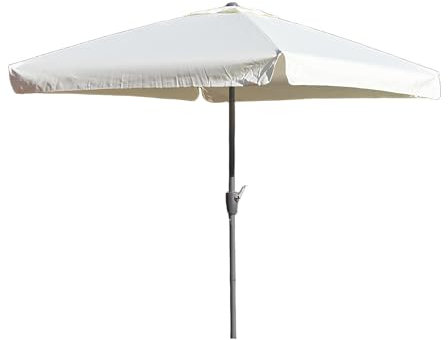 PQPQLI Terrassenschirm Quadrat 200x200cm Mit Kurbel – Anti-UV, Strapazierfähig, Gartenschirm Für Außenbereich, Geschäftsnutzung Geeignet(Weiß)