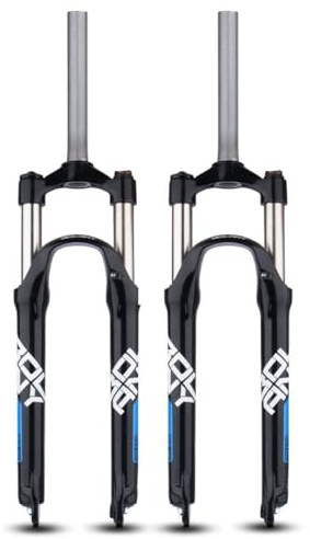 KANGXYSQ 26/27.5/29 Ultralight Aluminum Alloy Mountain Bike Suspension Fork 1-1/8 Straight Spring Front Fork Travel 105mm QR 9mm Manual Lockout Bike Forks(Black blue,26in)
