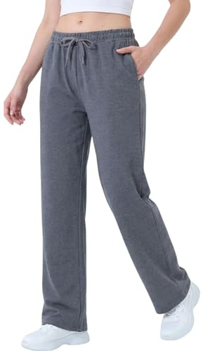 Smith & Solo Jogginghose Damen - Baumwolle Sporthose Lang, Traininghose Laufhosen Bequeme Jogger, Sweatpants Weites Bein mit elastischem Bund Yogahose, Anthrazit M