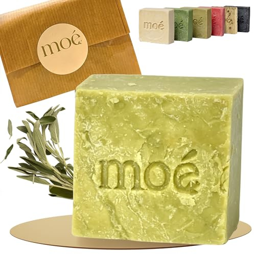 moé Salbei Naturseife reinigend für normale bis anspruchsvolle Haut – Frisches, ausgleichendes Hautgefühl - Vegan ohne Zusatzstoffe (ideal für Haar, Gesicht & Körperpflege) ca115 g