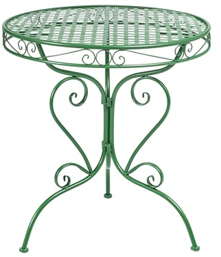 Beliani Outdoor Patio Bistro Table Round Metal Top Scrollwork Green Albinia