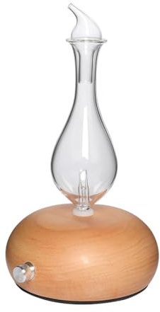 Ayfunkey 25ML Solid Wood Glass Automatic Aroma Diffuser Silent Essential Oil Atomizing Air Humidifier for Bedroom Office Wood Color