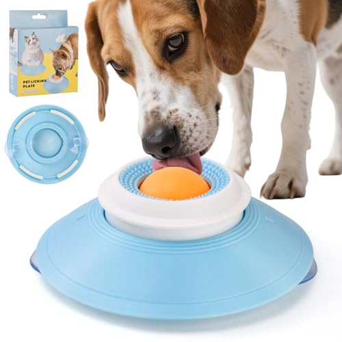 LTFIOON Bol à Lécher pour Chien, Jouet De Léchage pour Chien Et Chat, Gamelle À Lécher Antidérapant, Tapis D'alimentation Lente pour Soulager l'anxiété de l'animal (Modèle à ventouse)