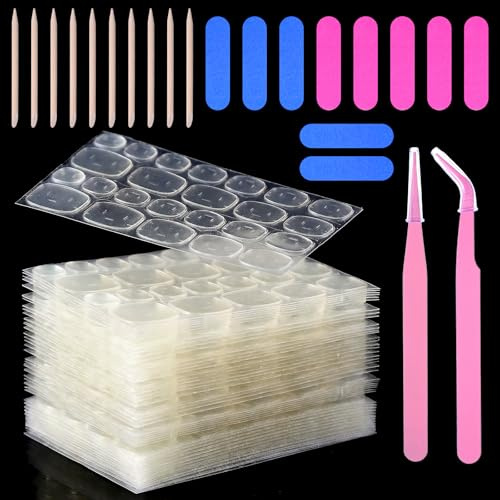 FNANJWQ 720 Pcs Nail Adhesive Tabs, Extra Large Sticky Tabs Double Sided Tips for Nails, 30 Sheets Double Sided Thick & Sticky Waterproof Breathable Glue Tab for Press on Manicure