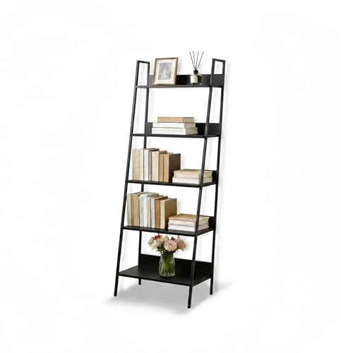 Relaxdays Standregal, modernes Leiterregal mit 5 Ablagen, für Pflanzen, Bücher & Deko, HBT: 170 x 60 x 30 cm, schwarz