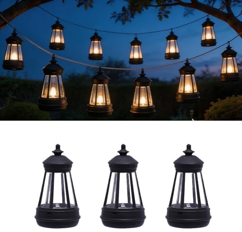 Mini Solarlampen für Außen Hängend, 3 Stück Kleine Solar Laternen für Draußen, Wasserdicht Solarlaterne für Außen, Solar Laterne Outdoor Hängelampe Solarleuchten für Balkon Terrasse Garten Deko (S)