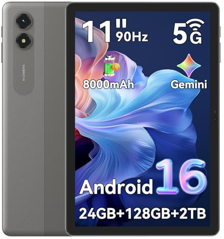 T50 Android 16 Tablet 11 Pollici in Offerta, 24GB RAM + 128GB ROM (espandibile fino a 2TB), Processore Octa-Core Unisoc T7250, Batteria 8000mAh, WiFi Dual Band 5G, Schermo IPS 2K 90Hz, Fotocamera 13MP | tablet Processeur Unisoc T7250 Octa-Core, Batterie 8000mAh, WiFi 5G Double Bande, Écran, Appareil 13MP