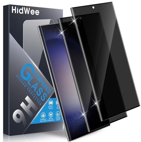 HidWee Protector Pantalla Privacidad para Samsung Galaxy S23 Ultra 5G, 2 Piezas 3D Cristal Templado Antiespía 9H Dureza, Sin Burbujas Antiespia Cristal Vidrio Templado Amigable para Funda
