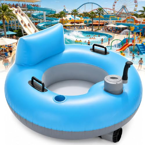 Elektrischer, Aufblasbarer Flussreifen, 50-W-Motor Für Erwachsene, Robuster Motorreifen/Poolreifen Mit Rückenlehne, 360°-Drehung Für Pool, See, Meer Und Strand Im Sommer