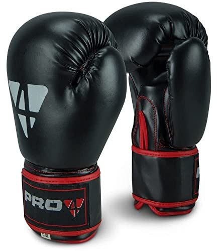 Pro4 Boxhandschuhe Fight - bestens geeignet für Boxen Kampfsport Kickboxen Fitness 8 10 12 14 16 oz unzen schwarz/rot 10oz