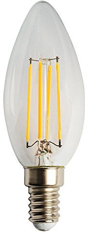 Heitronic LED Leuchtmittel E14, C35, 4W, Kerzenform, Glühfadenimitiation, klarer Glaskolben, warmweiß, flackerfrei EEK: A++