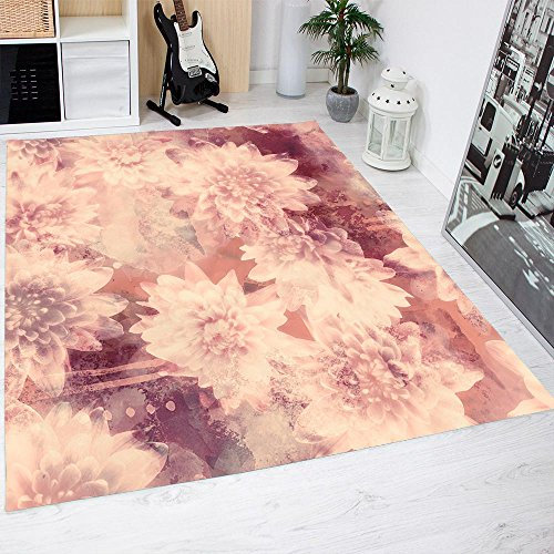 Teppich Blumen beige PVC verschiedene Maßnahmen | Teppichboden PVC | Boden vinilico | Zuhause 95 x 95 cm