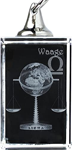 Galerie Kristall 3D-Laser Schlüsselanhänger Sternzeichen Waage