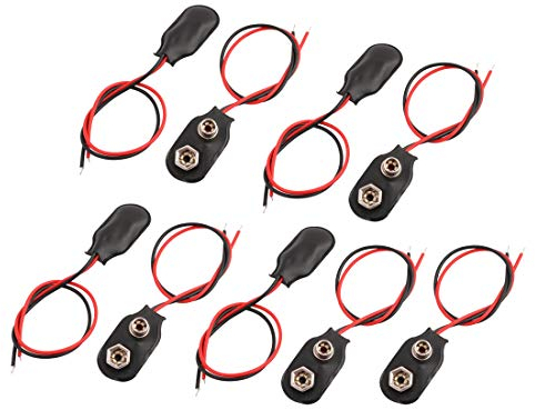 sourcing map 5 Stück Batterieclip 9-Volt Block Batterie Akku I-Typ Clip Snap mit 15cm Anschlusskabel