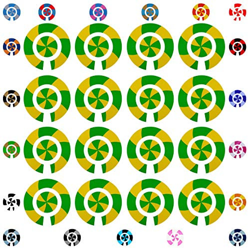 Acclaim Lawn Bowls Identification Stickers Markers Standard 5.5 cm Diameter 4 Full Sets of 4 Self Adhesive Spiral Two Colour (Green/Yellow)