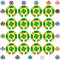 Acclaim Lawn Bowls Identification Stickers Markers Standard 5.5 cm Diameter 4 Full Sets of 4 Self Adhesive Spiral Two Colour (Green/Yellow)