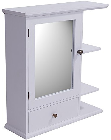 Vintage Line Regal Bismo Spiegelschrank Spiegel Wandregal Küchenregal Gewürzregal Landhaus weiß