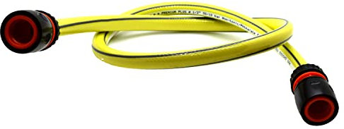 Garden Hose Pipe, Outdoor Tap to Reel Connection Set, Anti-Kink Reinforced 4 Layer Non-Toxic 1/2 Hose (Yellow, 3 m / 9.84 ft + 2 Quick Connectors)