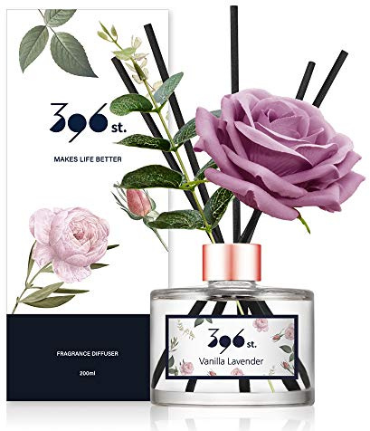 396 st. Rose Flower Reed Diffuser, Vanilla Lavender, 200ml(6.7oz) / Reed Diffuser Sets, Home Fragrance, Scented Oils, Home & Bathroom Décor