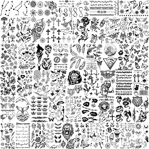 EGMBGM 52 Blätter 3D Klein temporäre Tattoos Kinder Jungen Mädchen, Tribal tiere Schmetterling Kompass Aufkleber Männer Frauen, 3D Blumen Fake Gesichtstattoo Sets Hals Party Zubehör Farbe