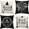 Glaring Halloween-Dekor-Kissenbezüge, 45,7 x 45,7 cm, Set mit 4 Halloween-Dekorationen, Hokus, Pokus, Bauernhaus, Spruch, Outdoor, Herbstkissen, dekorativer Wurfkissenbezug für Zuhause, Schwarz