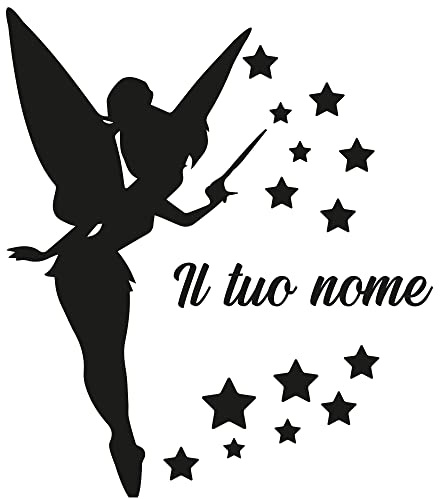 PRS - Wall Sticker adesivo Trilly,Sticker adesivo trilly personalizzato con nome,adesivo da parete per decorazione pareti cameretta bimba,personalizzato con nome 50x50 (Nero)