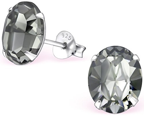 EYS JEWELRY Ohrstecker Damen Oval 925 Sterling Silber Glitzer-Kristalle Damen-Ohrringe