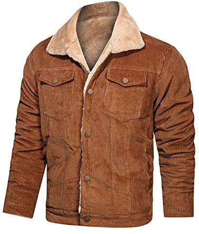 Veste Homme en Cuir Doublée Sherpa,Homme Veste en Simili Cuir Manteau Chaud Coupe-Vent Moto Rétro Multi-Poches Blouson en PU Veste de Texture Mate Manteau d'hiver