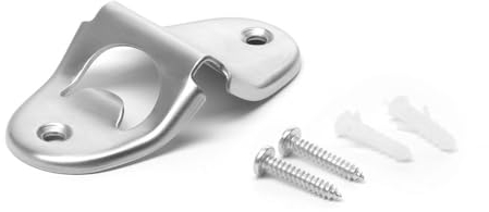 HENDI Abrebotellas, de pared, incl. tornillos, 30x50x(H)10mm, acero inoxidable