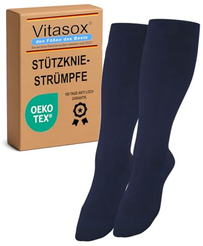 Vitasox Stützstrümpfe für Damen & Herren, 1 | 2 | 4 | 6 Paar, Stützkniestrümpfe aus Baumwolle mit Kompression für Flug, Reise, Büro und Auto, Thrombose Socken gegen geschwollene Beine